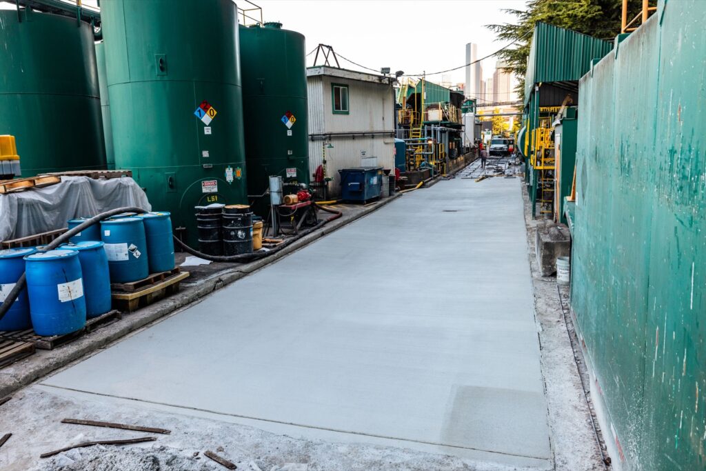 The finished slab between the plant tanks